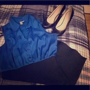 Blue and black dress